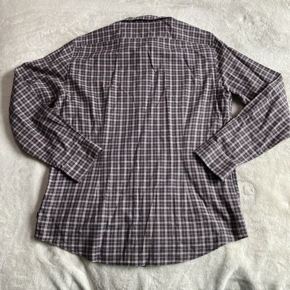 John‎ Varvatos Shirt Mens Large Button Up Black/Red/White Plaid Star USA - Picture 7 of 7